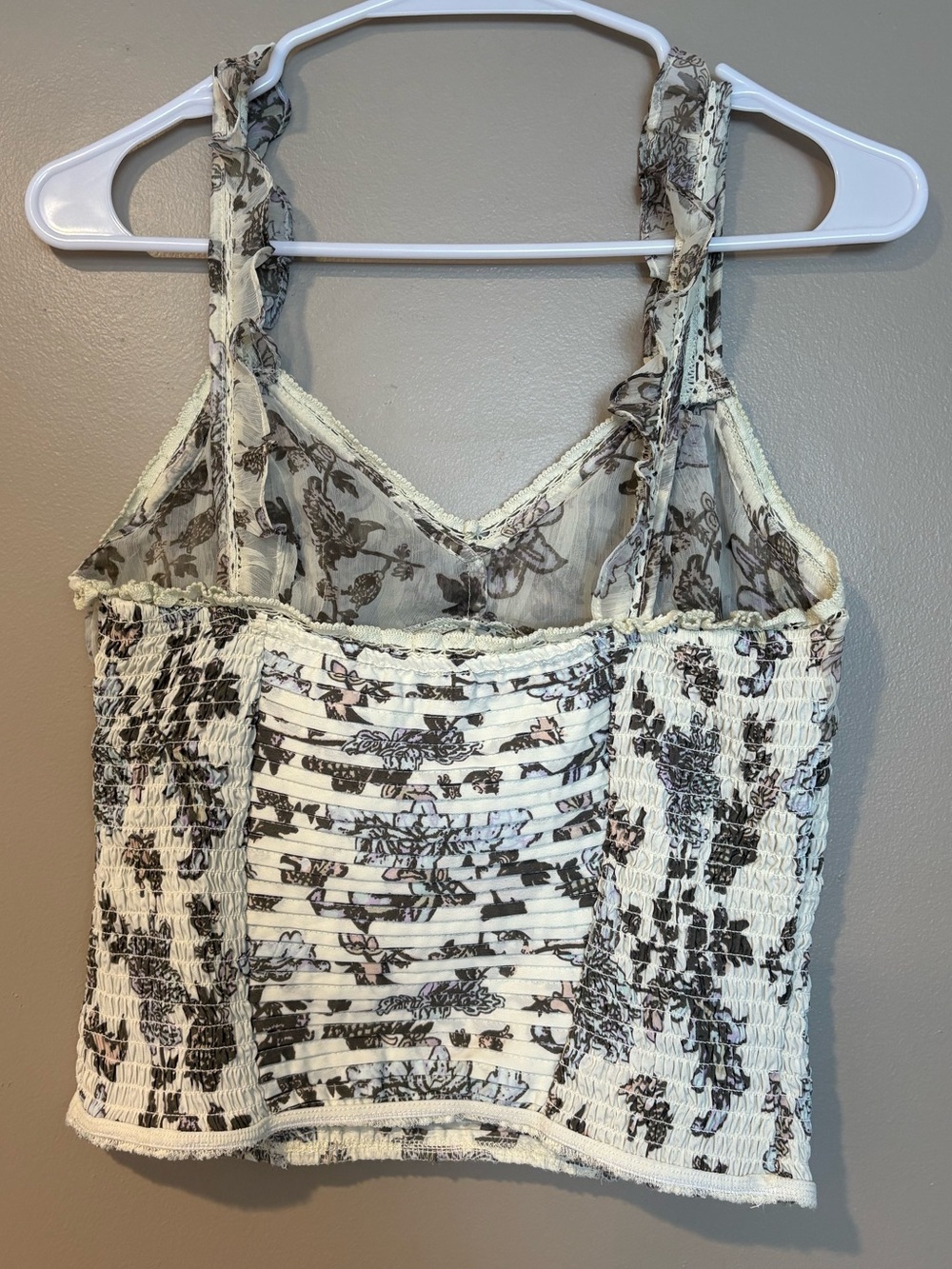 free people lace boho ruffle cropped tank top sheer romantic rustic fairy - Picture 6 of 8